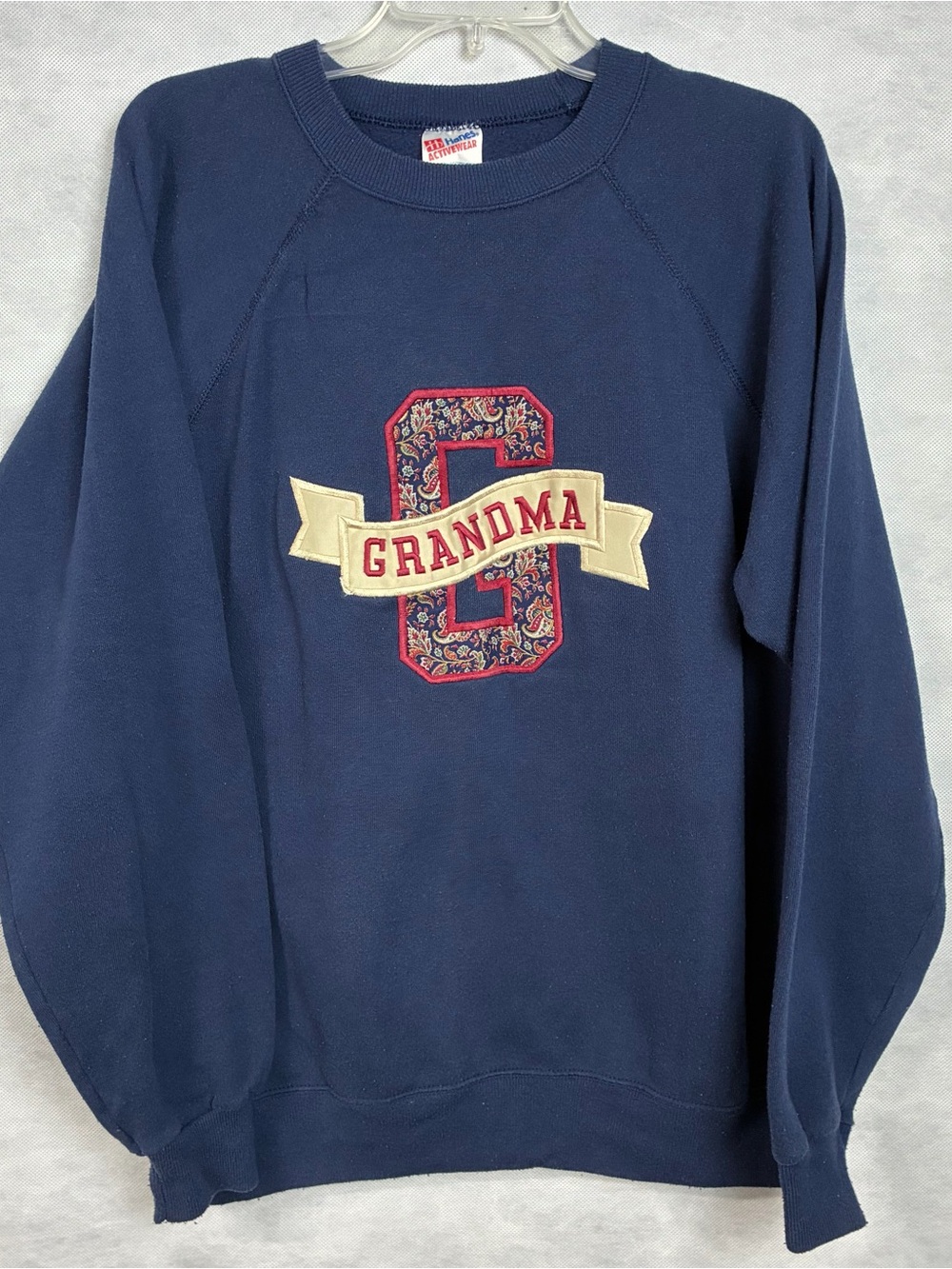 Vintage 90s Hanes Activewear Sweatshirt XL Embroidered Grandma Paisley